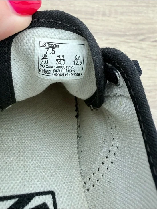 Vans Authentic Toddler Size 7.5 Shoes Black Canvas Low Top Sneakers Unisex Boys - Picture 5 of 10